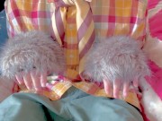 furry femboy cums on his tummy! (mosaic)