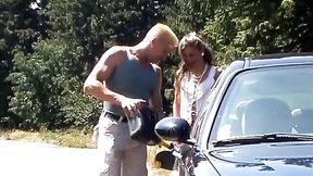 Fancy woman's public action by German Streets