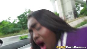 Ebony Blair Saenz rides big cock in reverse on top