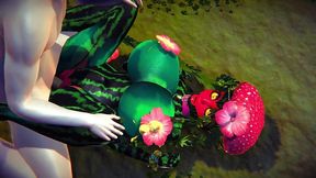 fucking a watermelon in the park - hentai monster girl