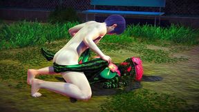 fucking a watermelon in the park - hentai monster girl