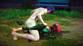 fucking a watermelon in the park - hentai monster girl