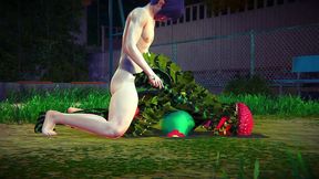 fucking a watermelon in the park - hentai monster girl