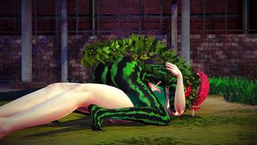 fucking a watermelon in the park - hentai monster girl