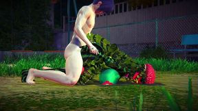 fucking a watermelon in the park - hentai monster girl