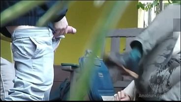 A bench encounter turns into a public piss humiliation