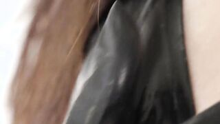 Pvc Wearing Goddess Soaked inside Oil and Anal Hammered -