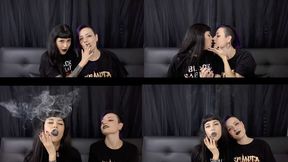 Metal-loving girls sharing the smoke