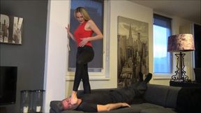 LINDA LECLAIR - I love to crush your face while you lick my feet - **** face stomping, foot domination, foot smell