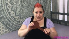 Trying My Boyfriend's Paddles - BBW Nimue Allen submissive spanking paddling - MP4