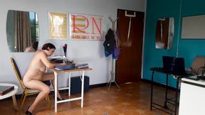 Naked employee in the office