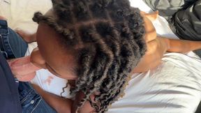 big booty ebony takes a huge facial from a white boy