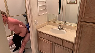 Busty blonde fucks her roommate to pay the rent