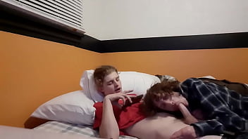 Sucking my buddy and rim his ass on my bed