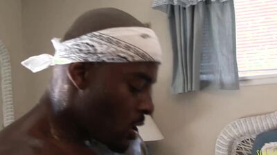 Samoa drools on a long black cock before riding it in the bedroom