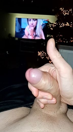 Watching porn jerking off cum shot slowmotion