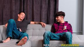Handsome Zayne Bright is jerking his cock before Kyle Wyncrest joined him to ram his hole hard