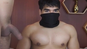 muscled man gets poked On web camera