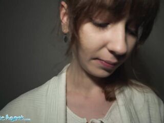 Public Agent Shy Brunette Hair Sucks and Bangs in Basement