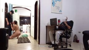 While the husband is at work, the wife receives the delivery man.