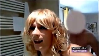 Blonde Crossdresser, from Fingering to Hardcore Fucking