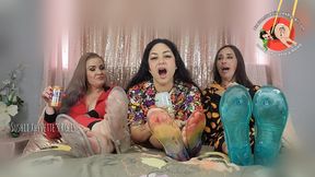 Whitney Morgan, Sushii Xhyvette, & Maleka Burp & Discuss Halloween While Teasing Their Soles Through Clear Sandals - 1080