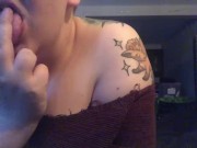 Chubby transboy stripping and blazing