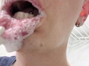 Sissy brushing teeth and spitting. First time fetish so there will be more