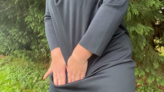 Public wetting accident outside in dress with lace underwear