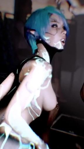 Blue Robot Girl Gets Fucked Hard in a Bus Threesome