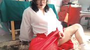 Trans girl cosplaying masturbates in public