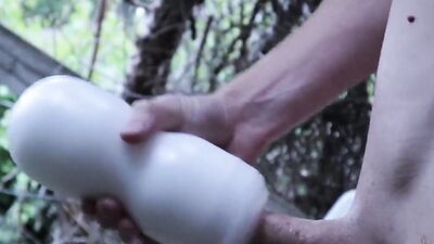 Outdoor Fleshlight Fuck! My Huge Uncut Dick Pounding That Tight Hole!