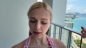FUCK ME ON THE BALCONY! MY STEP-SISTER DOESN'T WANT TO CLEAN THE HOUSE, SHE WANTS TO FUCK IN PUBLIC!!! THE NEIGHBORS SEEN US!!!
