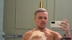 Gymnast blonde in splits gets banged hard and covered in cum