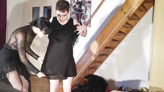 Gothic dominatrix Dressing up crossdresser TV sissy sub pt1