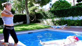 Fucked by the Pool with Slim Blonde French Mature