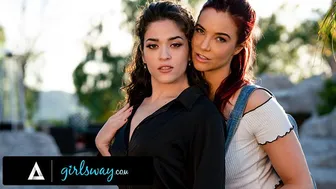 Redhead with big tits pleasures nerdy IT technician in steamy lesbian encounter