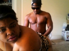 Chunky caramel lady gets pounded doggystyle by a black guy