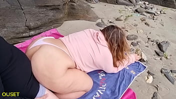 Big ass stepmother and stepson have incredible sex on the beach!