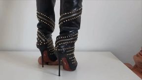 Lady Latisha - CBT Trample Board - Cesare Paciotti Stiletto Boots - FHD (side view)