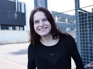 GERMAN SCOUT - Petite Redhead Teen Peach Delina Pick Up for 1st Casting Screw