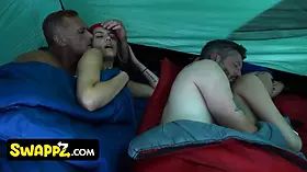 Camping journey goes kinky: naughty youngs swallow their stepdaddies’ loads in a tent