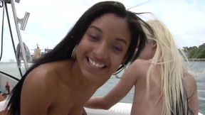 Outdoor orgy lesbian action on the boat