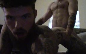 Guy with a shaggy hairdo gets shagged on all fours