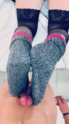 An Irresistible Outfit: Sporty Socks and Fishnet Stockings