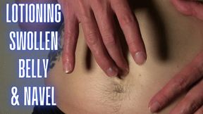 Lotioning my Swollen Stomach and Belly Button 720p