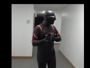 cumming inside orca wetsuit at door