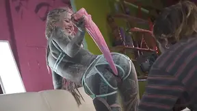 ANAL Fuck Heavily Tattooed Skinny Girl Behind the Scenes