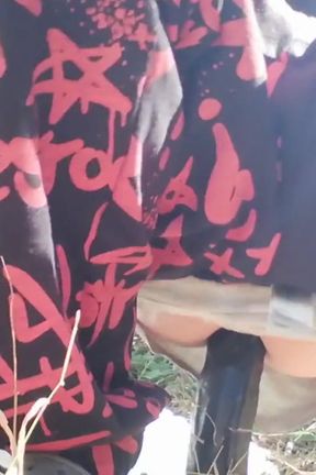 Guy with his tight ass in outdoor having anal pleasure