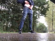 Stopped my car, and shoot my cum on the street